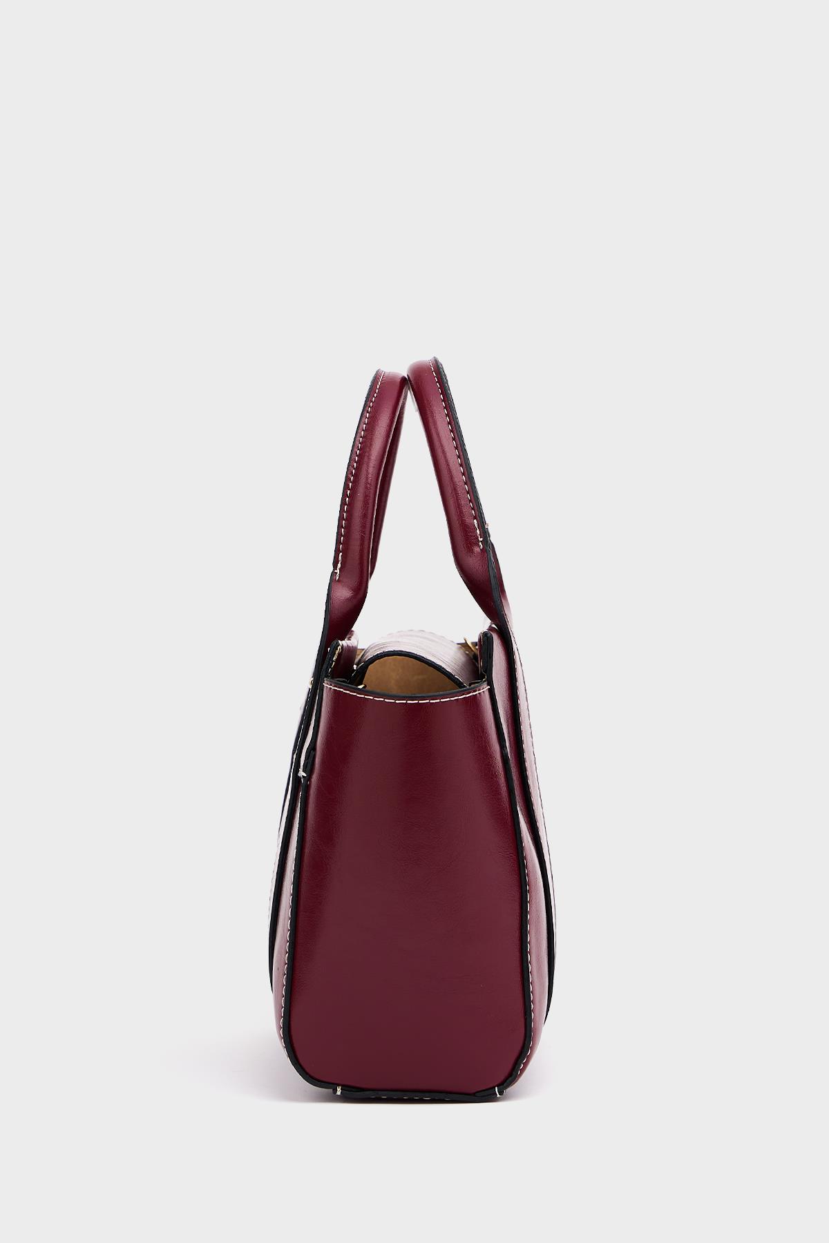 Mini Tote El ve Omuz Çantası Bordo
