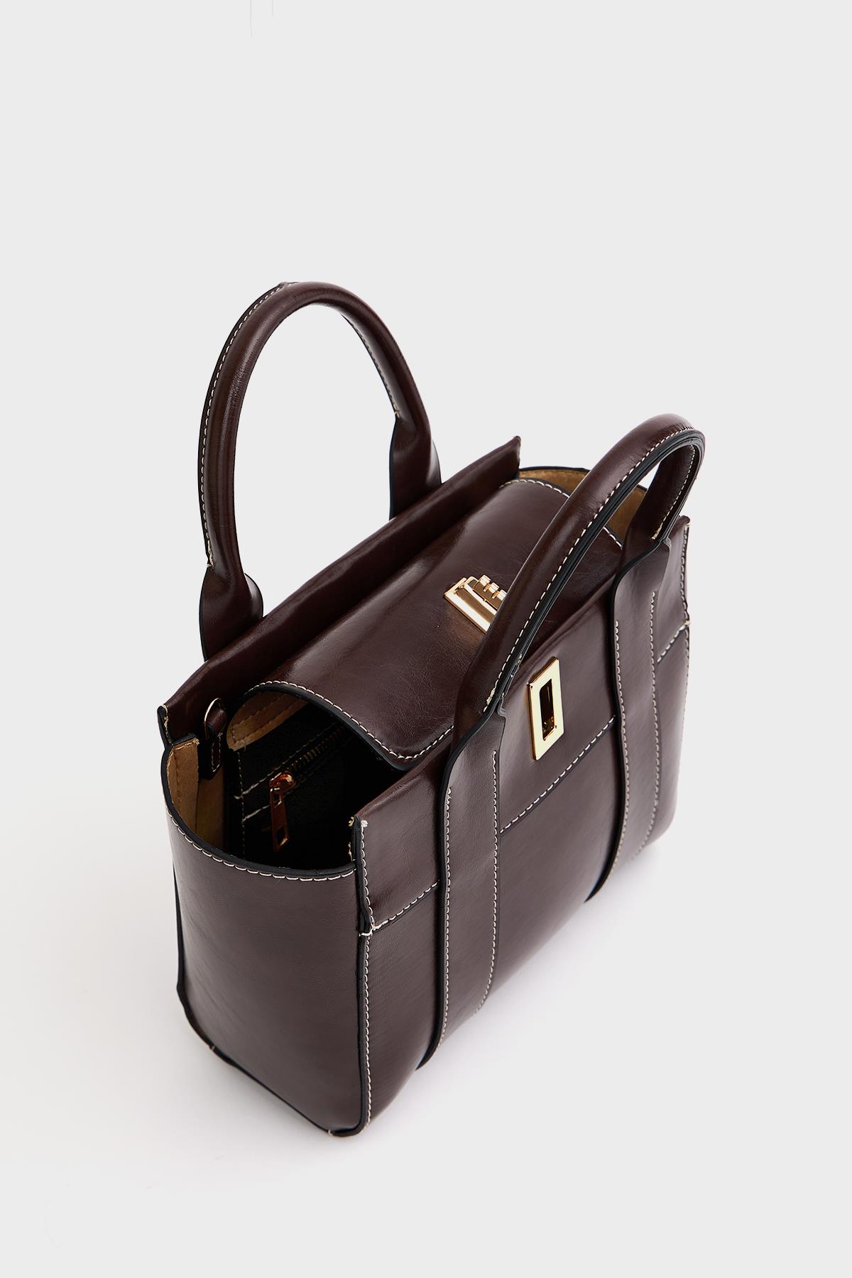 Mini Tote El ve Omuz Çantası Kahverengi