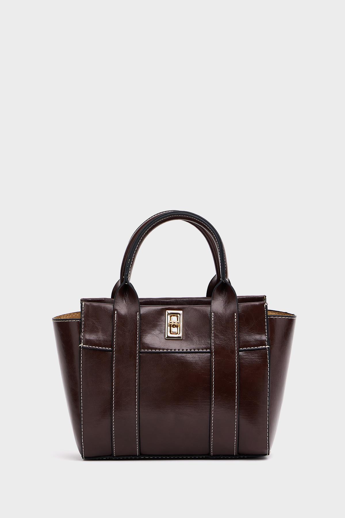 Mini Tote El ve Omuz Çantası Kahverengi
