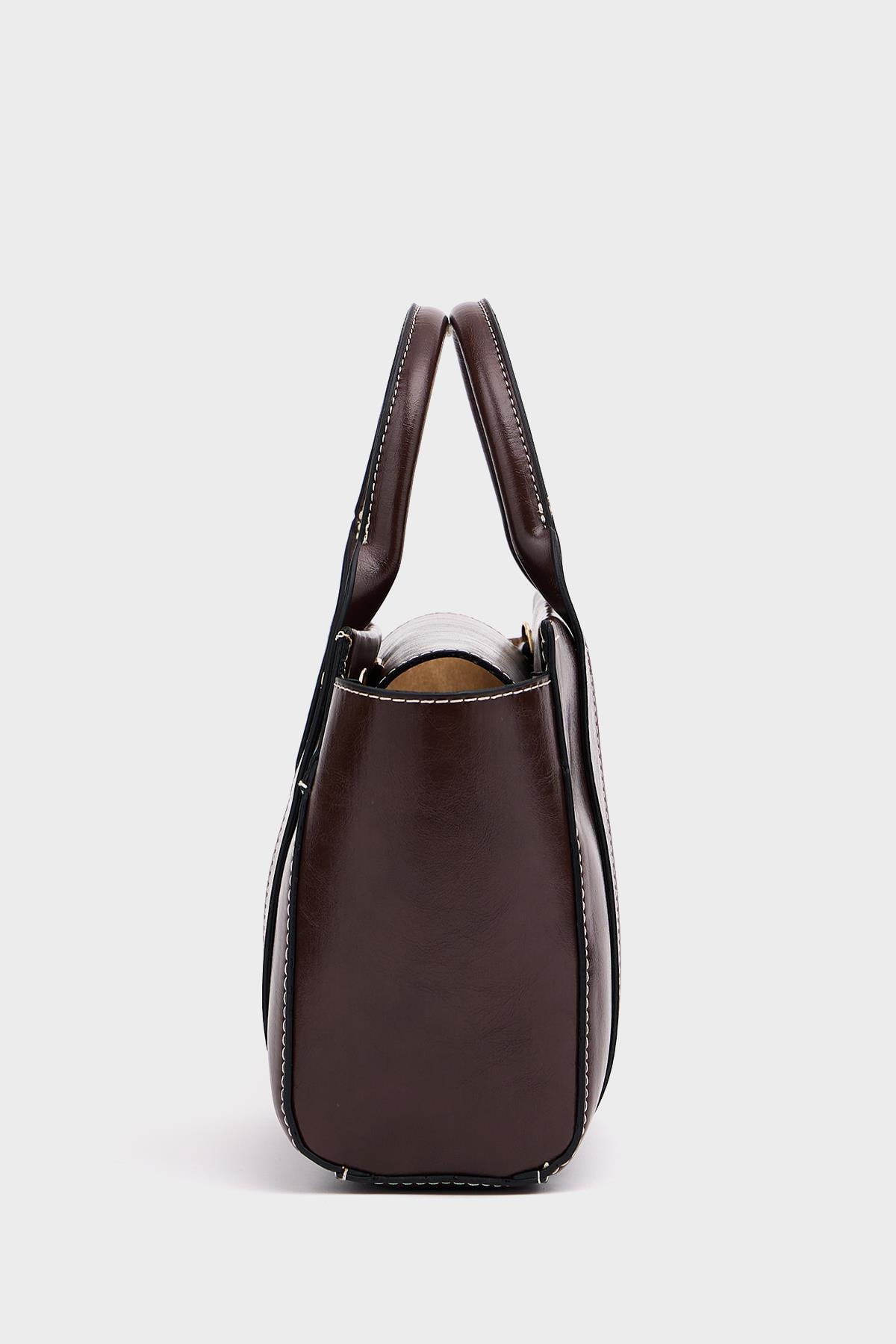 Mini Tote El ve Omuz Çantası Kahverengi