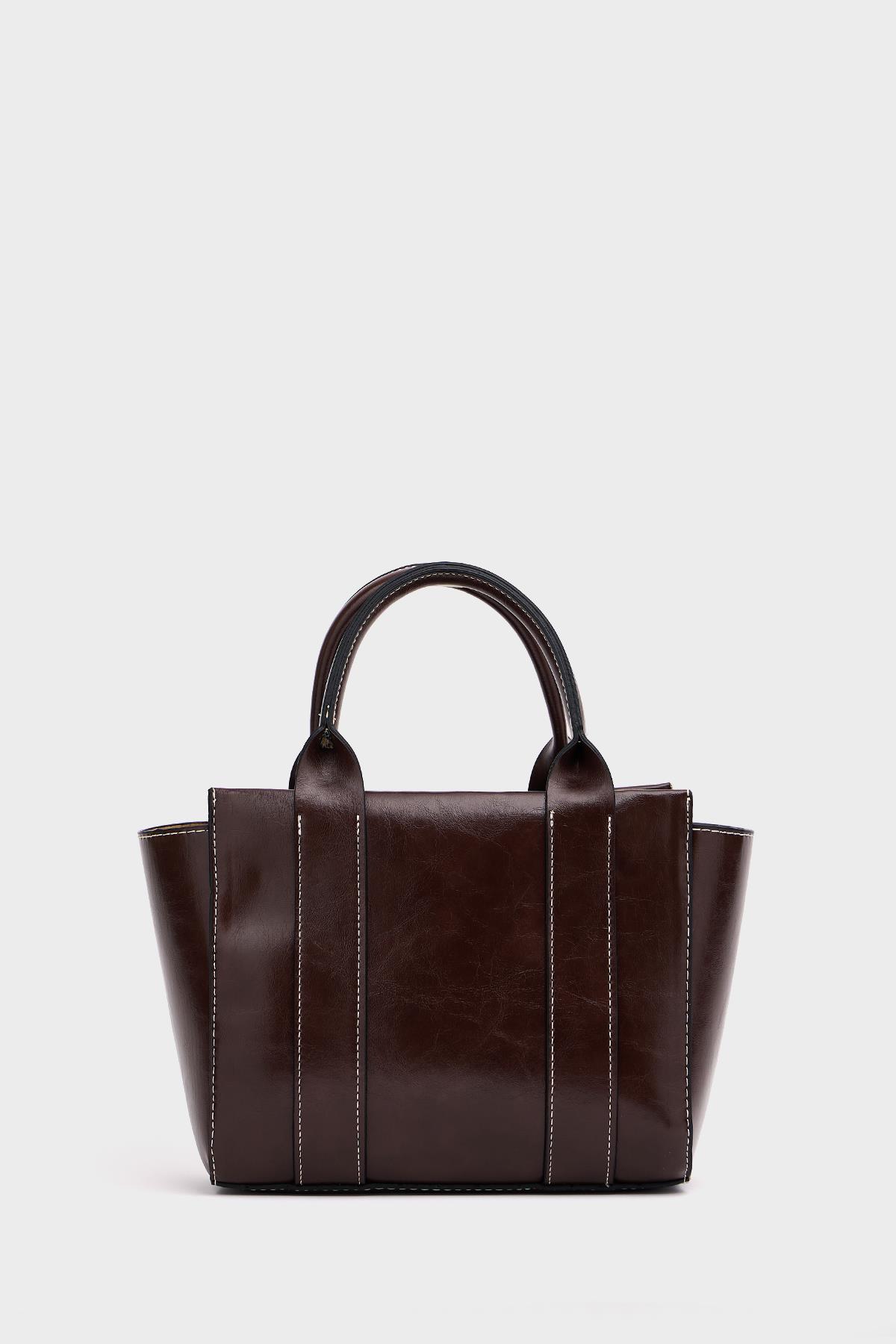 Mini Tote El ve Omuz Çantası Kahverengi