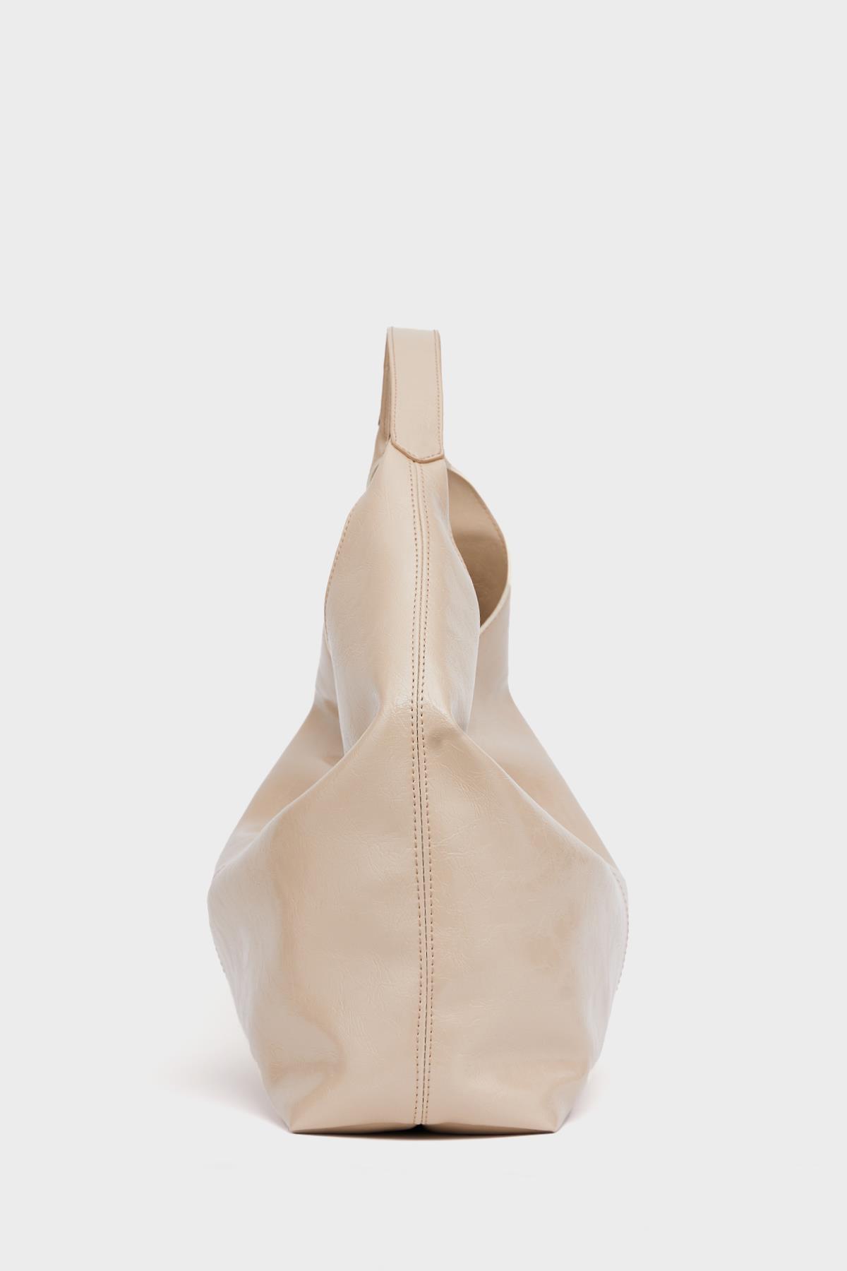 Parlak Rugan El ve Omuz Çantası Vizon Rugan