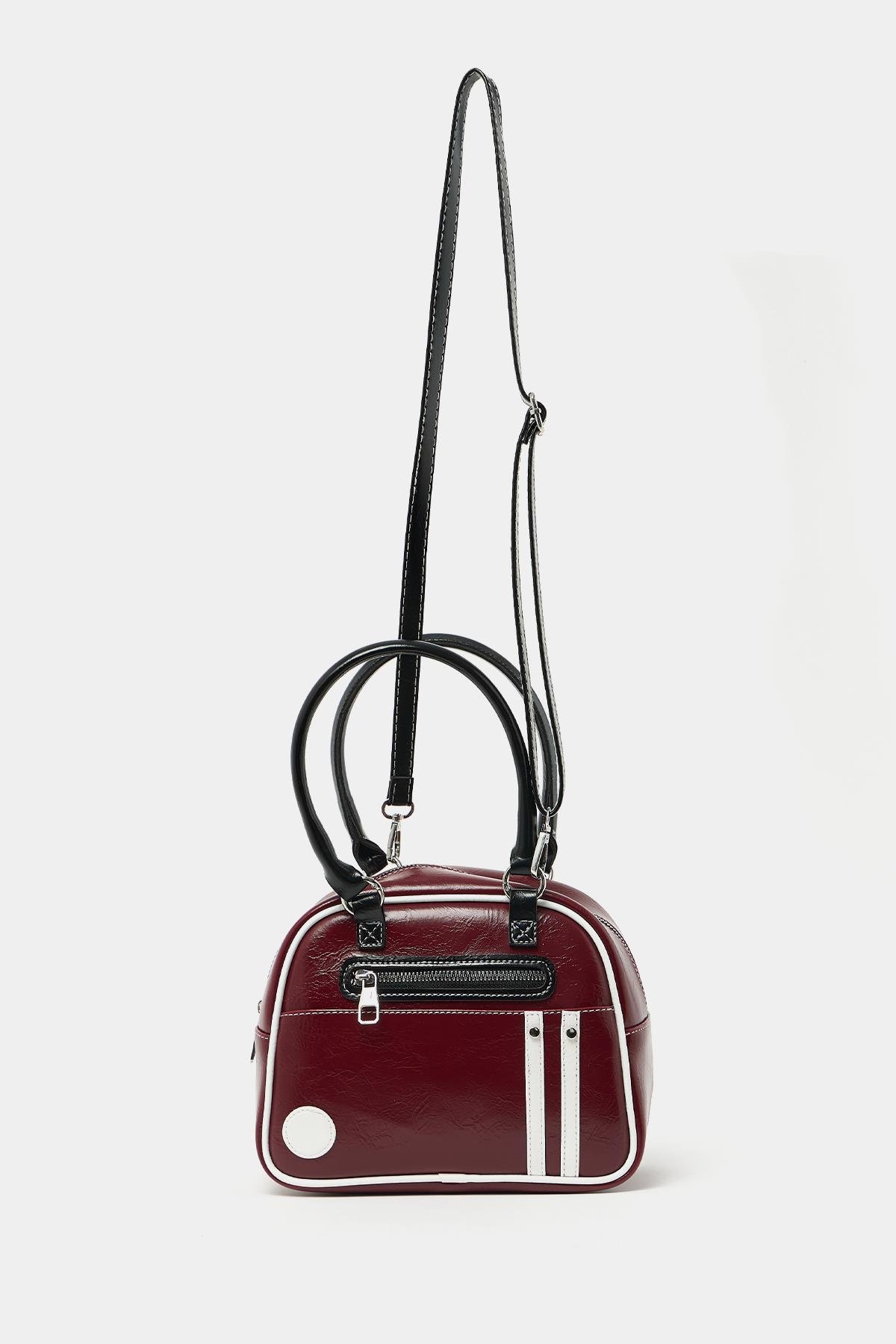 Retro Bowling El ve Omuz Çanta Bordo