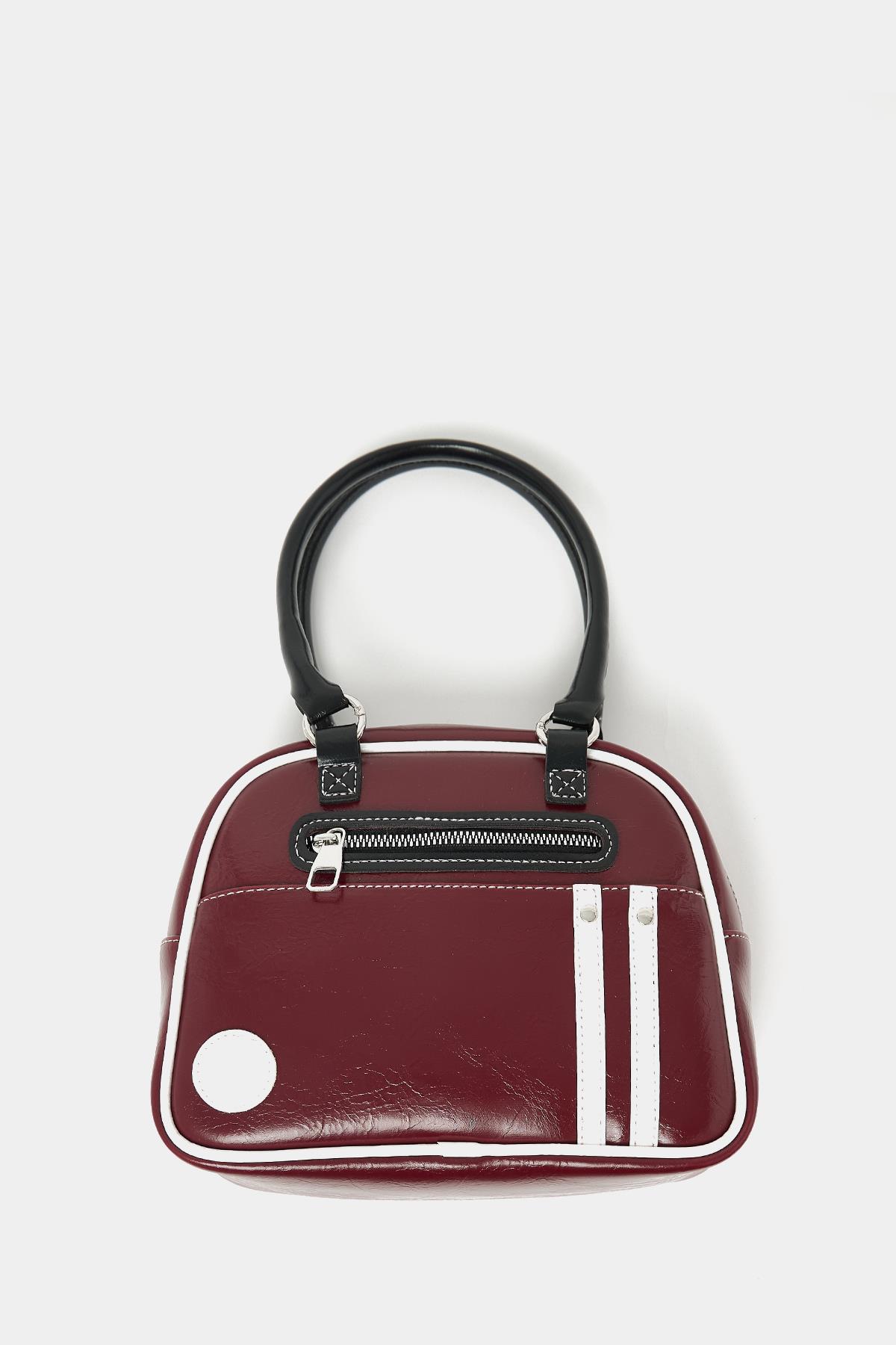 Retro Bowling El ve Omuz Çanta Bordo