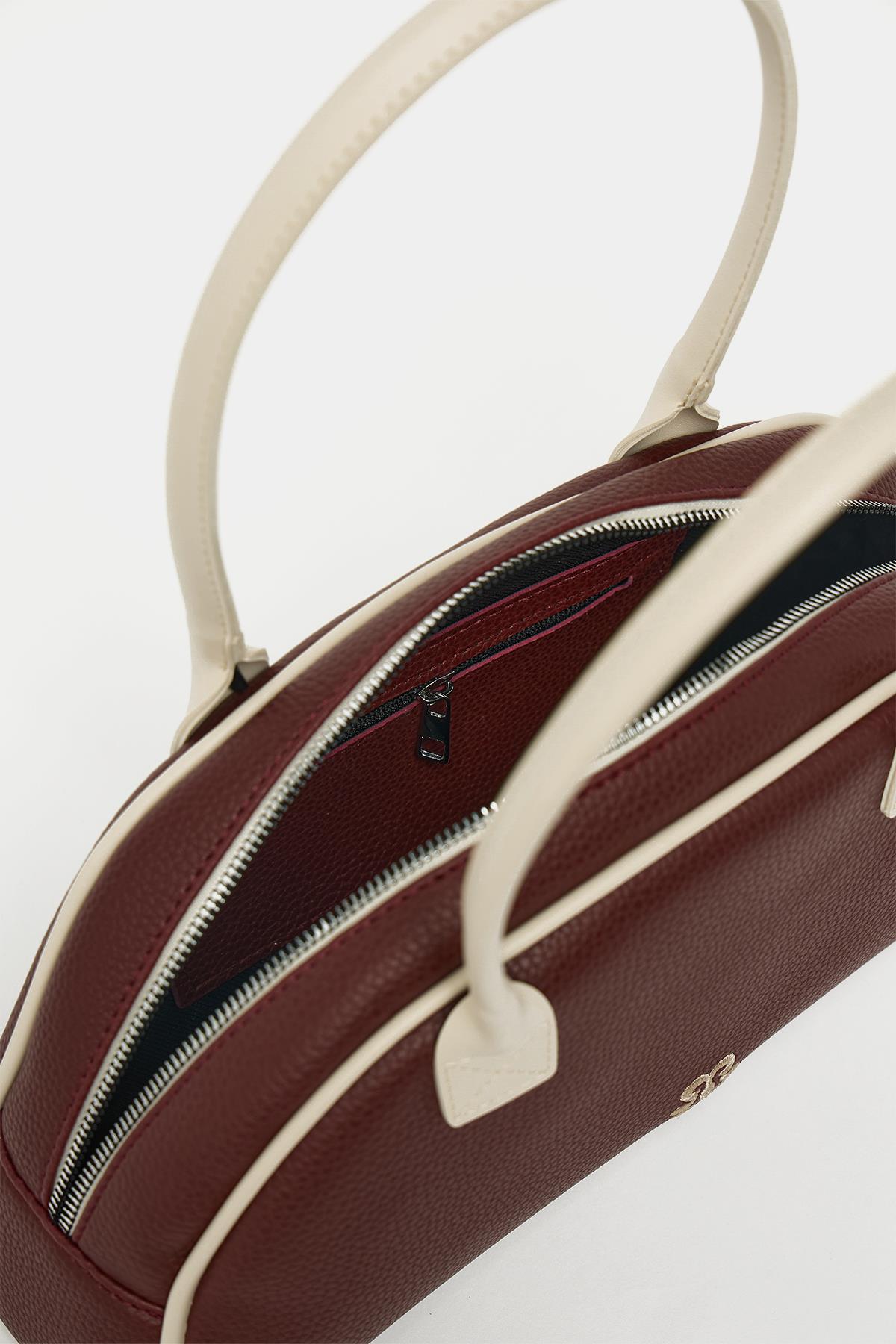 Retro El ve Omuz Çantası Bordo