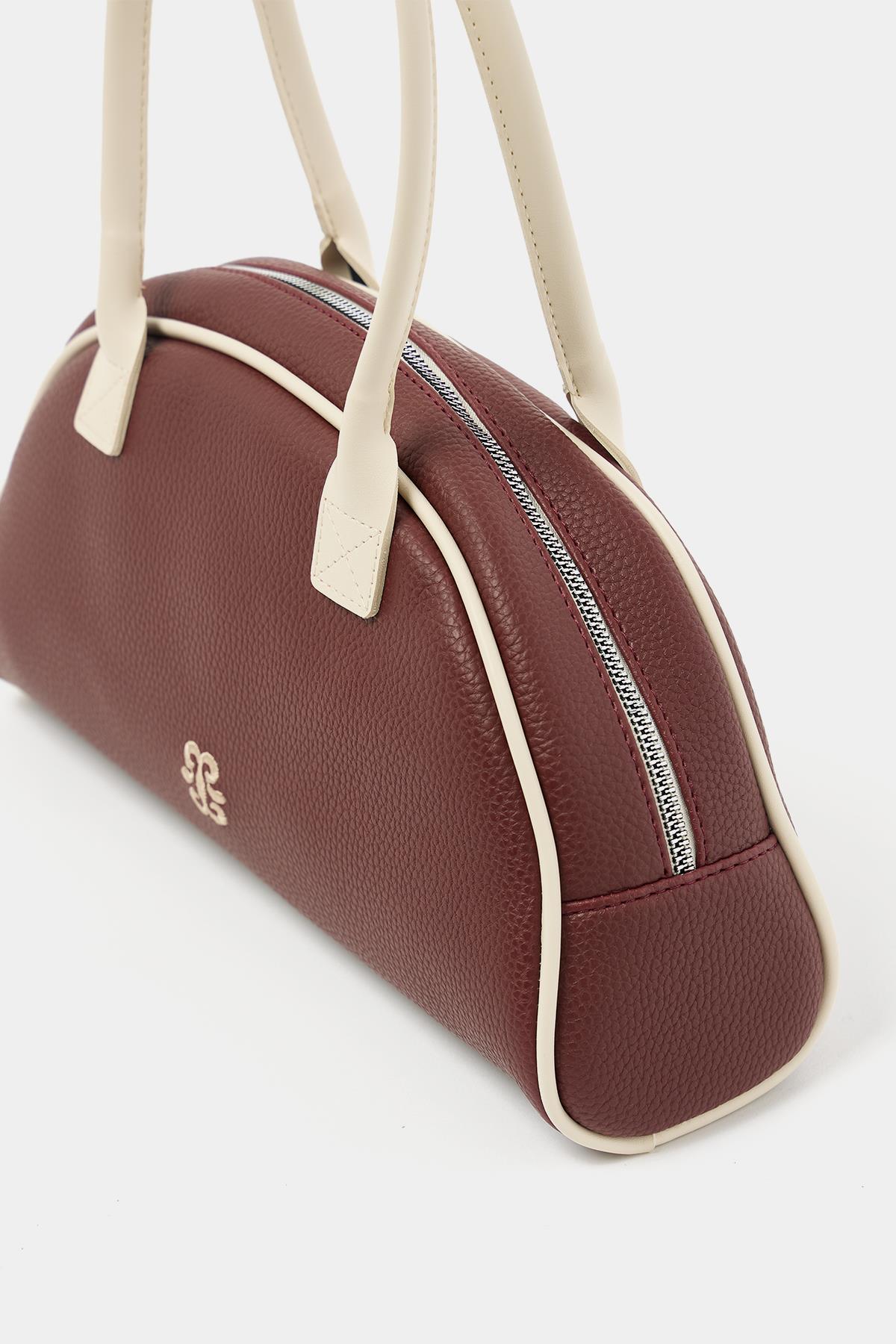 Retro El ve Omuz Çantası Bordo