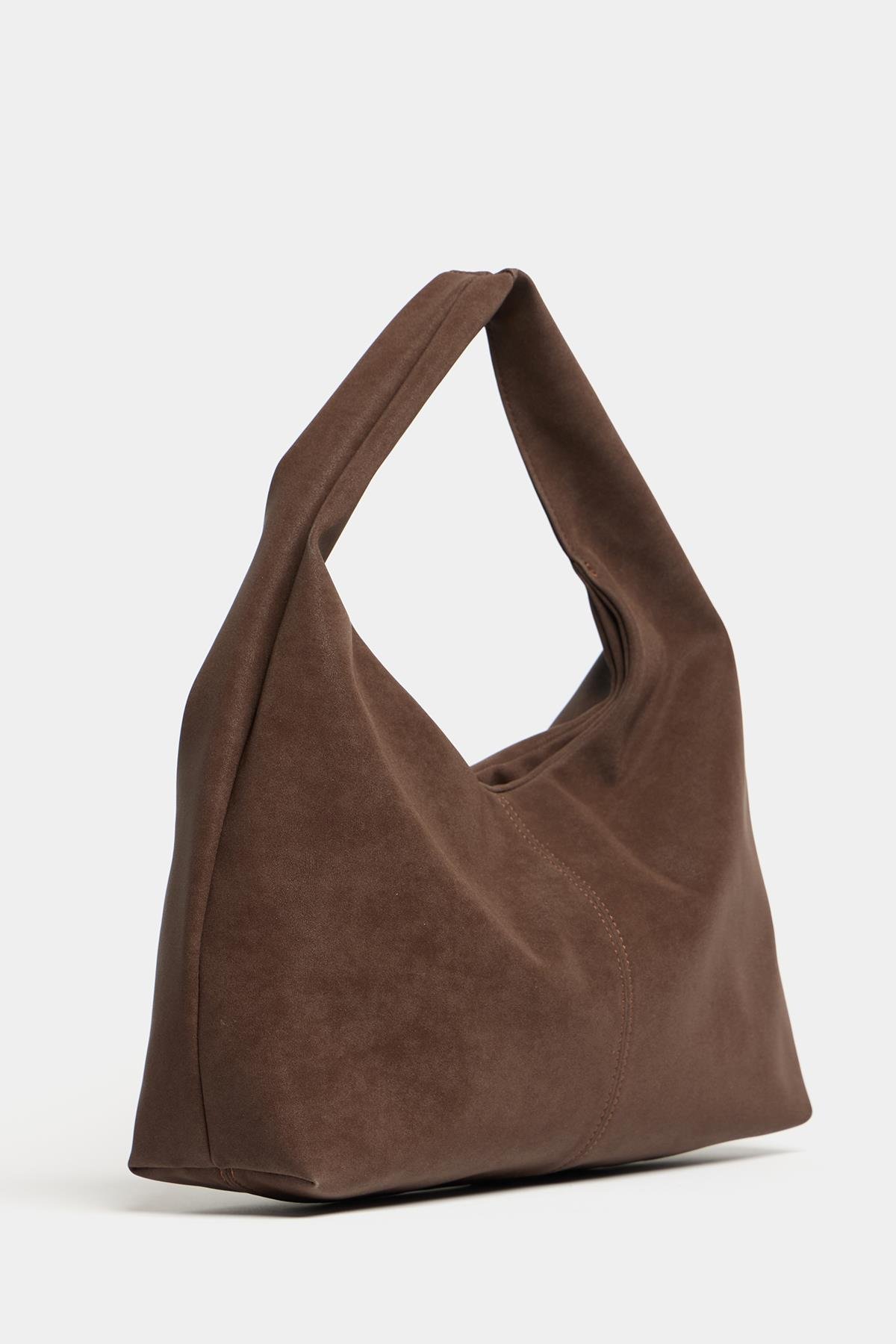 Shopper Omuz Çantası – Yumuşak Form Vintage Model Kahverengi Süet