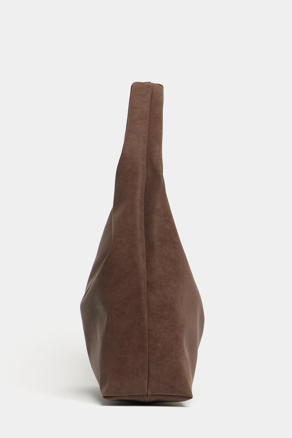 Shopper Omuz Çantası – Yumuşak Form Vintage Model Kahverengi Süet