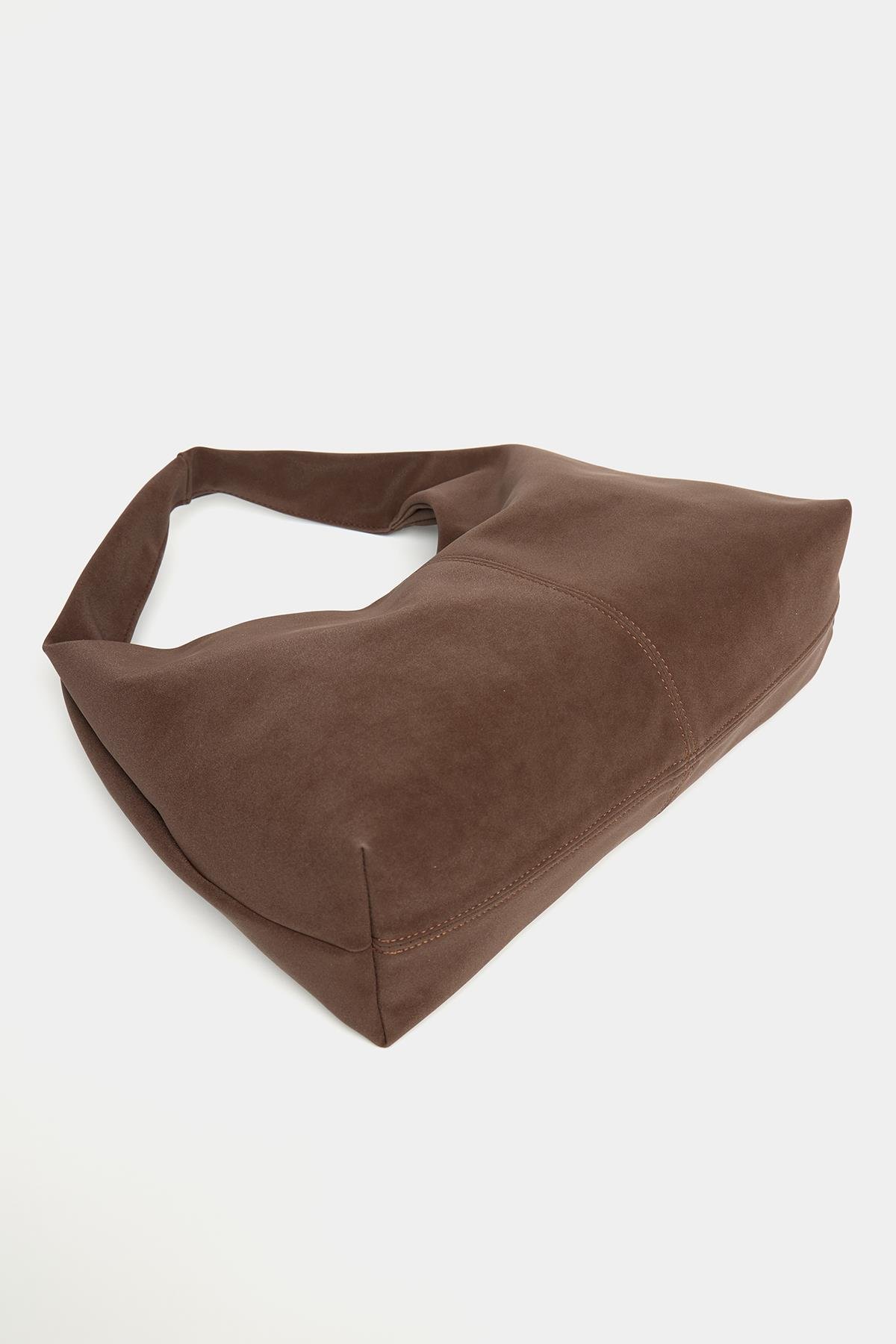 Shopper Omuz Çantası – Yumuşak Form Vintage Model Kahverengi Süet
