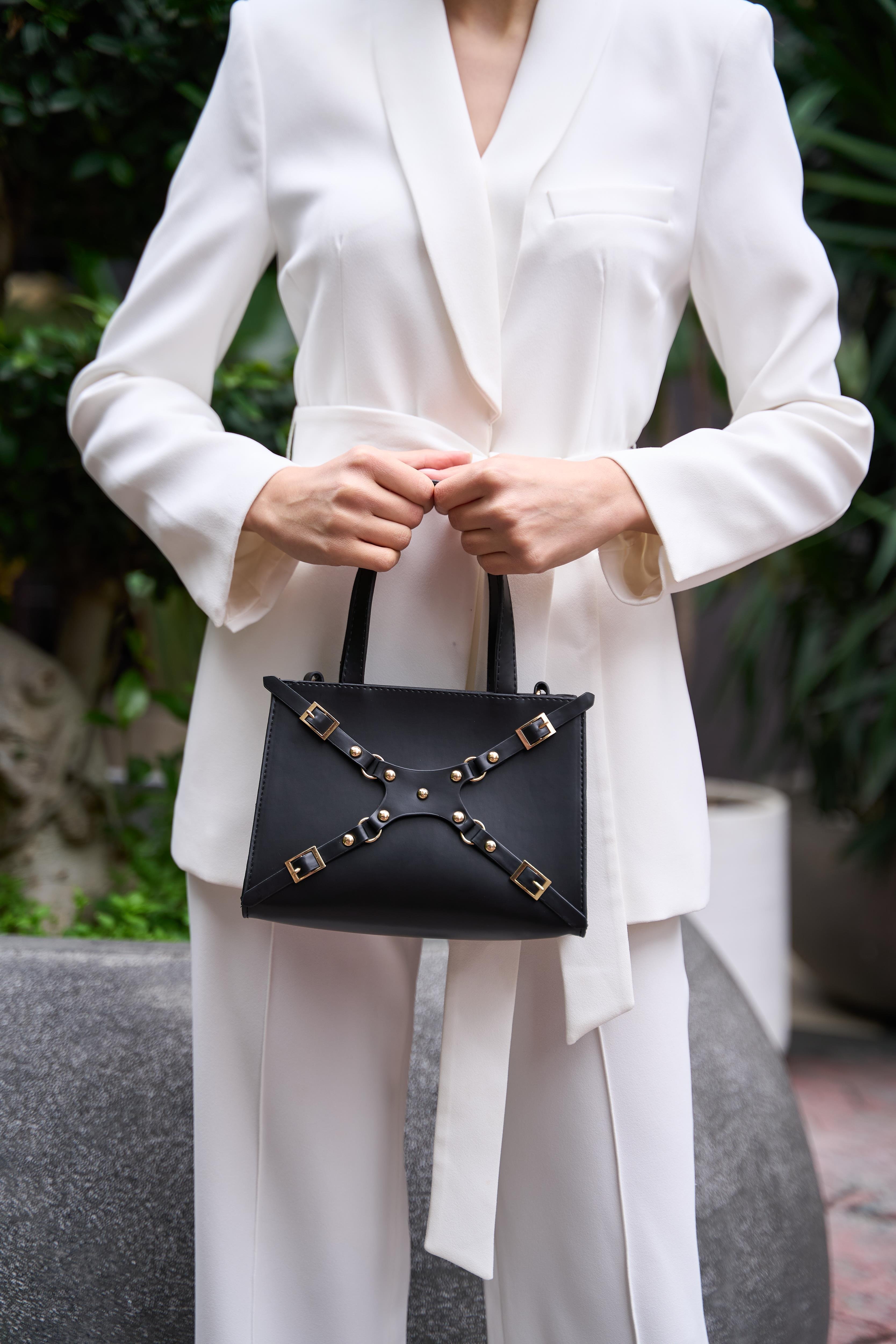 Zımbalı Mini Tote El Ve Omuz Çantası Siyah