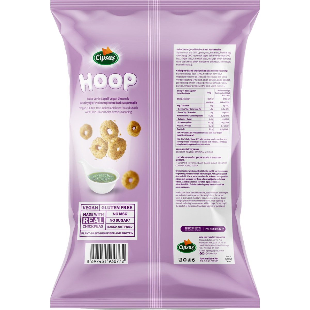 Cipsaş Hoop Salsa Verde Çeşnili Nohut Cipsi 65 GR