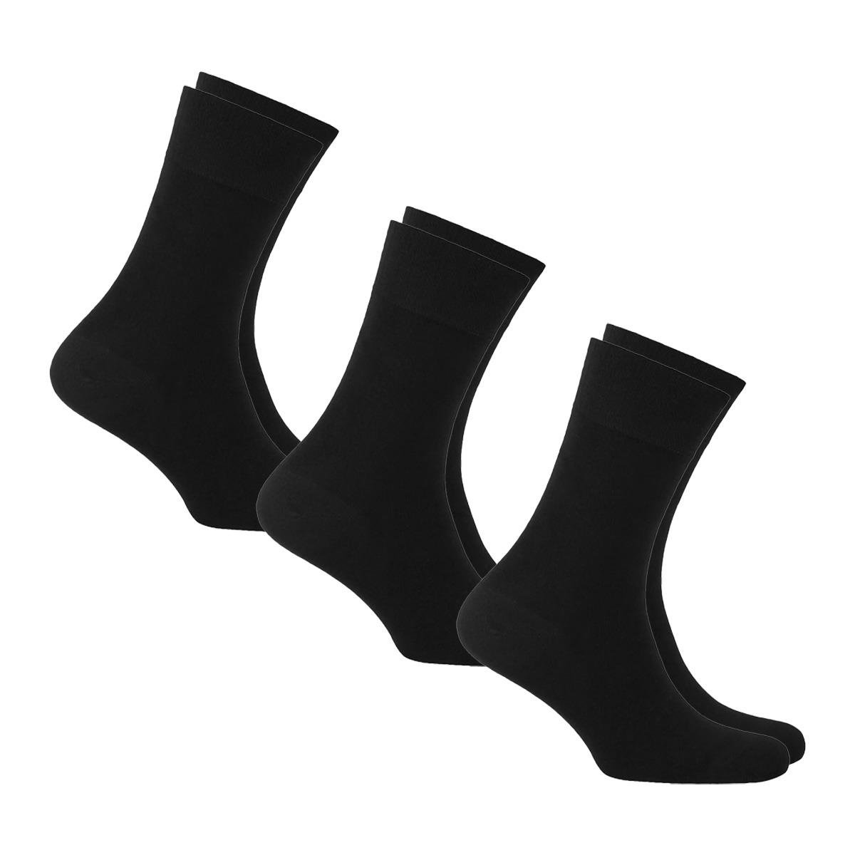3 Çift Siyah Erkek Dikişsiz Bambu Çorap Kalın Model