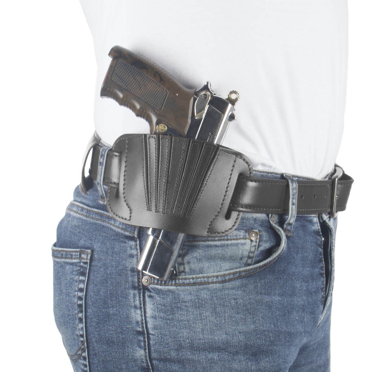 Airsoft Silah Kılıfı Universal Tüm Tabancalar İçin Dış Taşıma Deri Perdeli Siyah