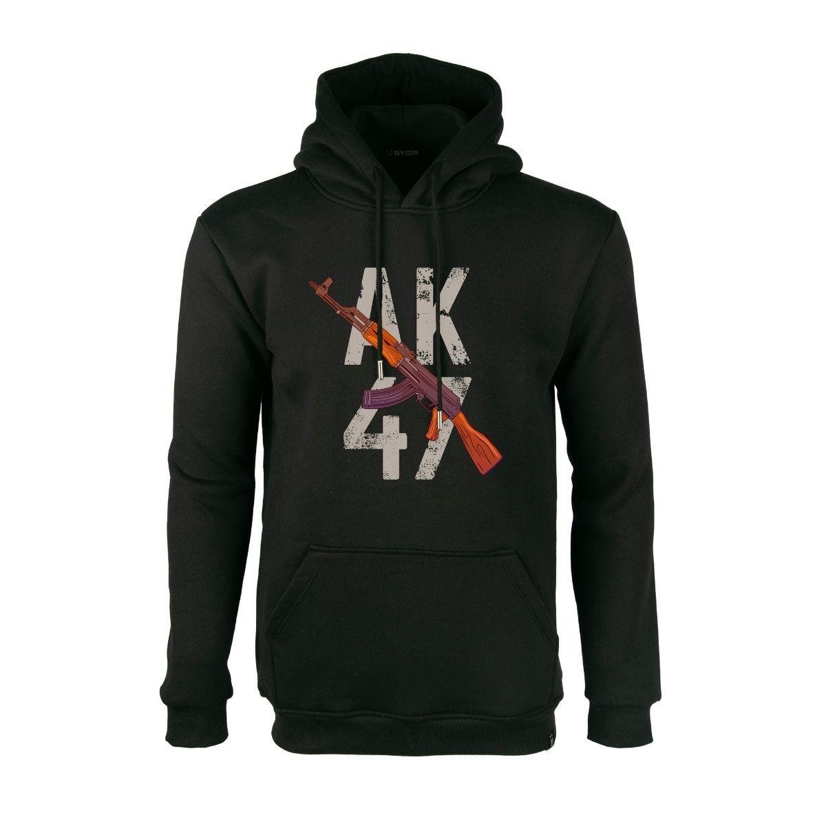 AK-47 Kapüşonlu Sweatshirt Hoodie - Siyah