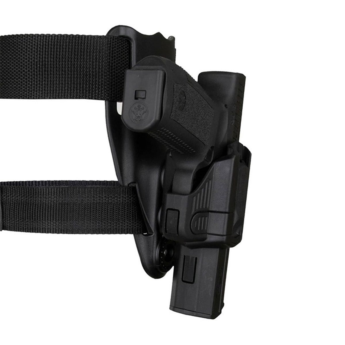 Akar Polimer Glock Alçak Taşıma Bel Bacak Silah Kılıfı - Siyah