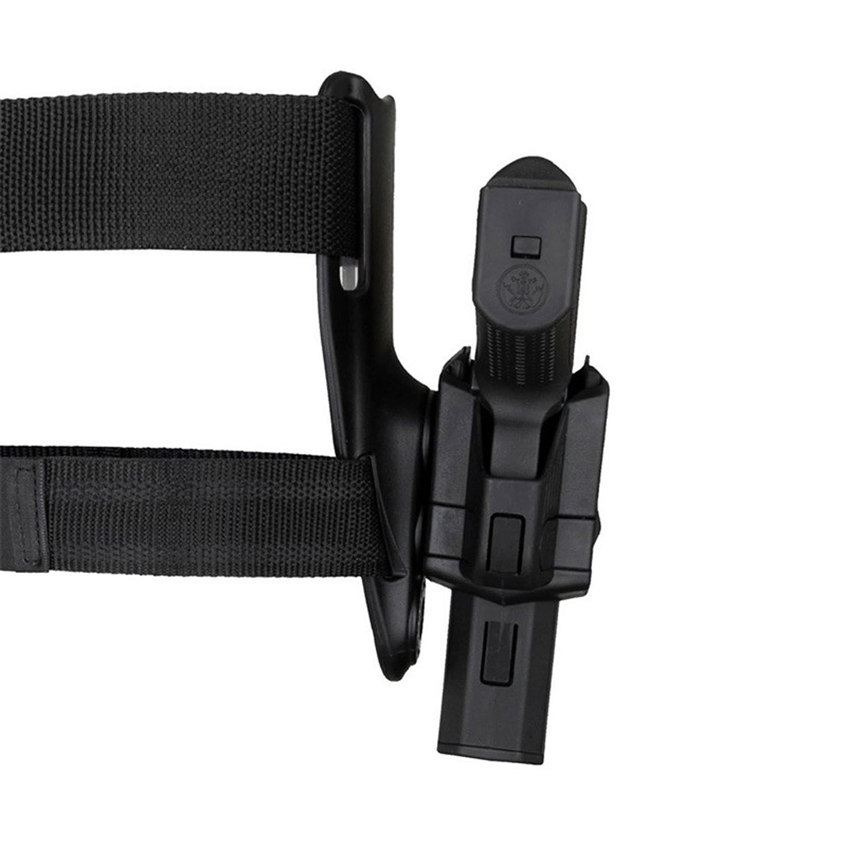 Akar Polimer Glock Alçak Taşıma Bel Bacak Silah Kılıfı - Siyah