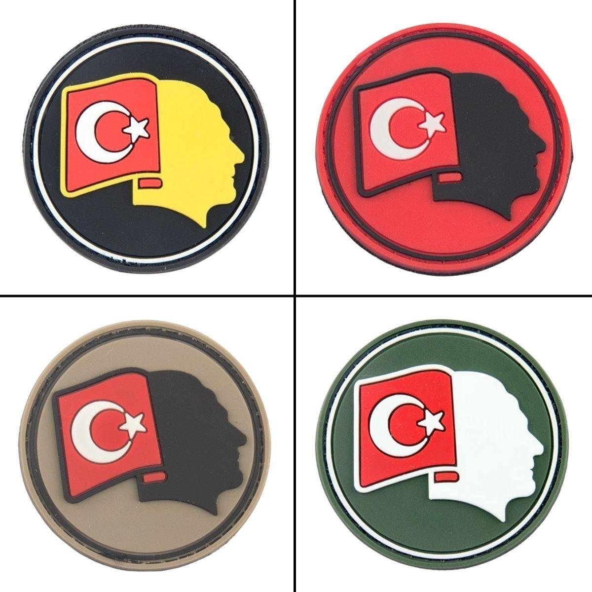 Atatürk Silüeti ve Türk Bayrağı Silikon Patch Arma