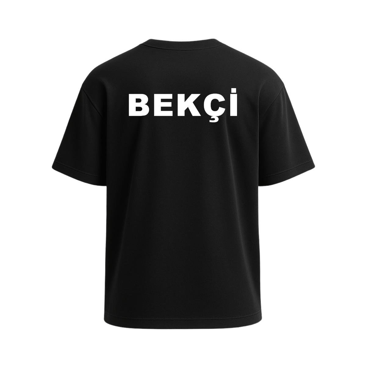 Bekçi Baskılı Bisiklet Yaka Tişört Siyah