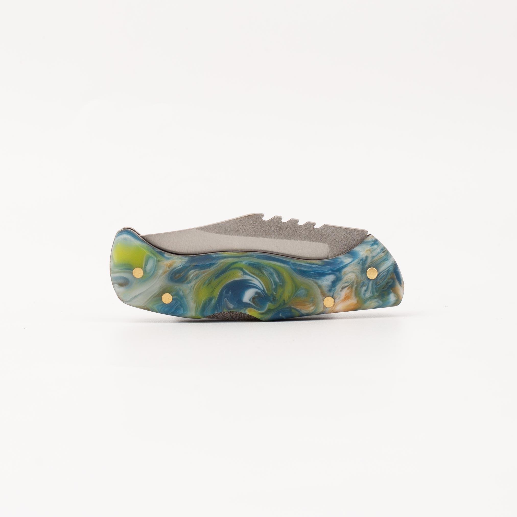 Çakı Katlanır Bıçak 4034 Alman Çelik Kilitli Epoksi Kabze-Deniz Mavisi