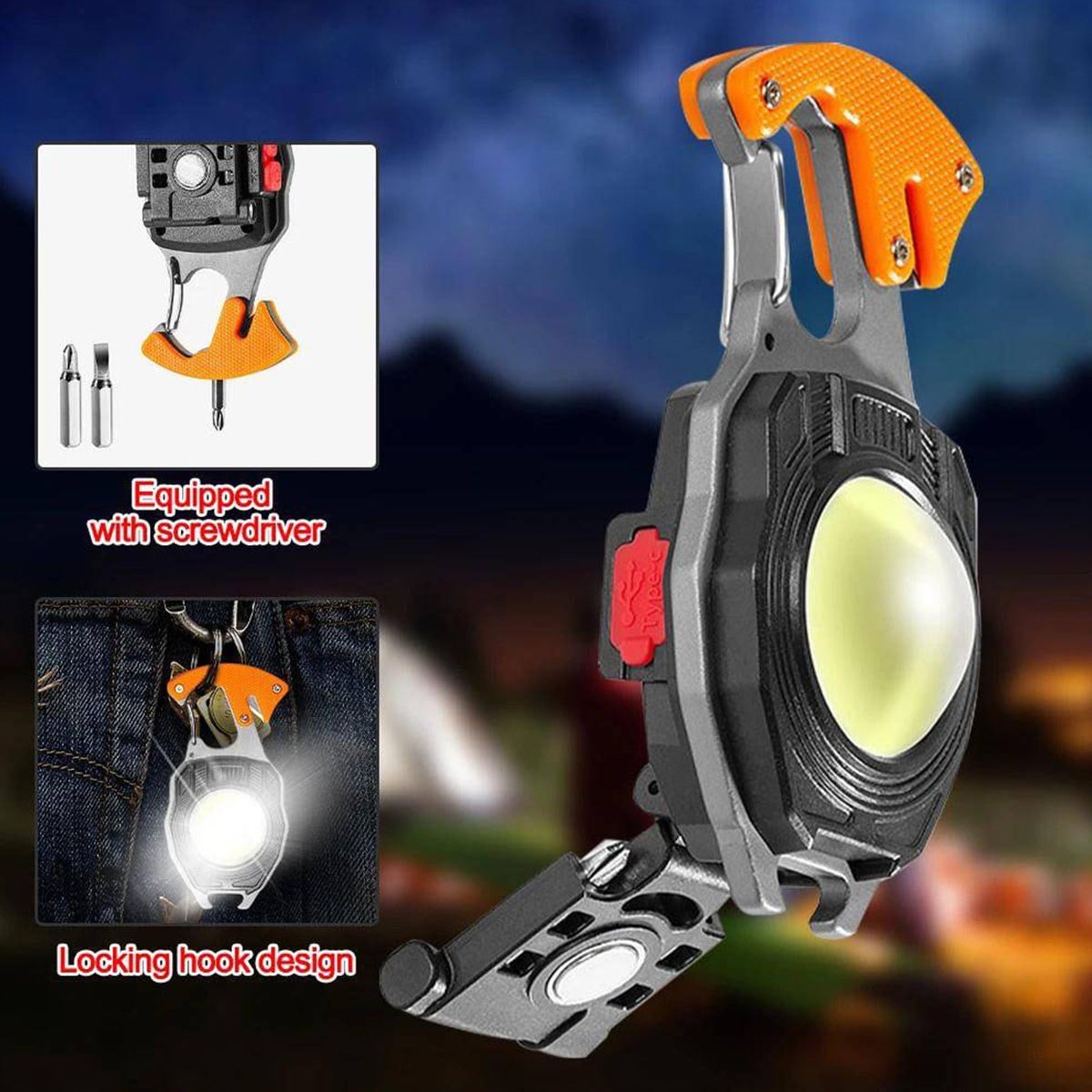 Çok Fonksiyonlu Mini Led Fener Tornavida Düdük Şişe Açacağı Mıknatıslı Anahtarlık