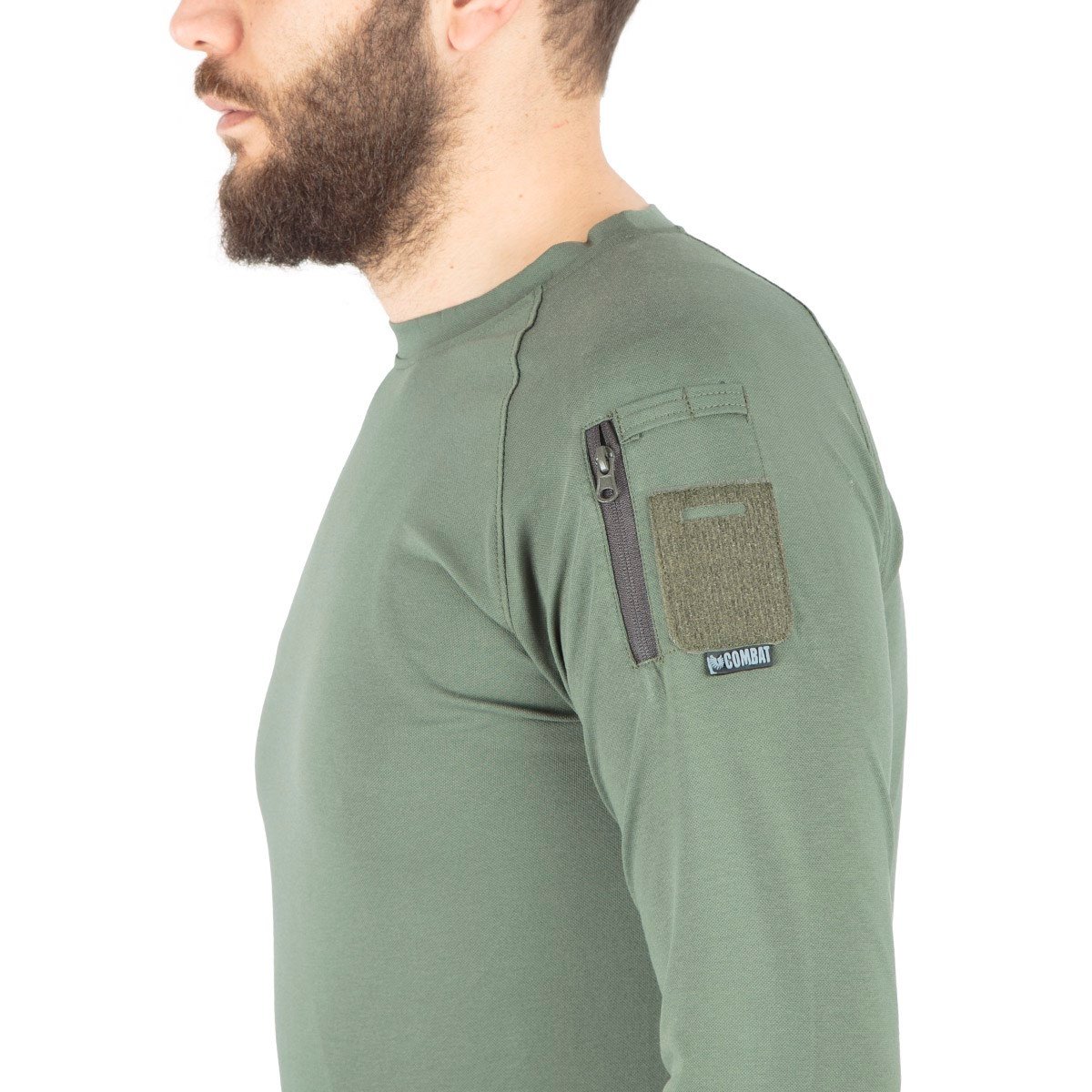 Combat Tactical Bisiklet Yaka Uzun Kollu Taktik Tişört Haki 801 Pike