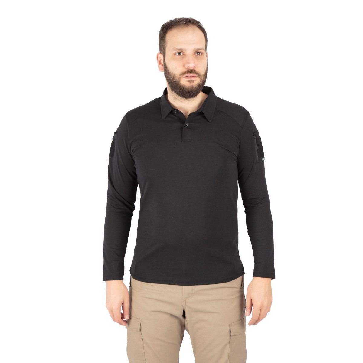 Combat Tactical Polo Yaka Uzun Kollu Taktik Tişört Siyah 802 Pike
