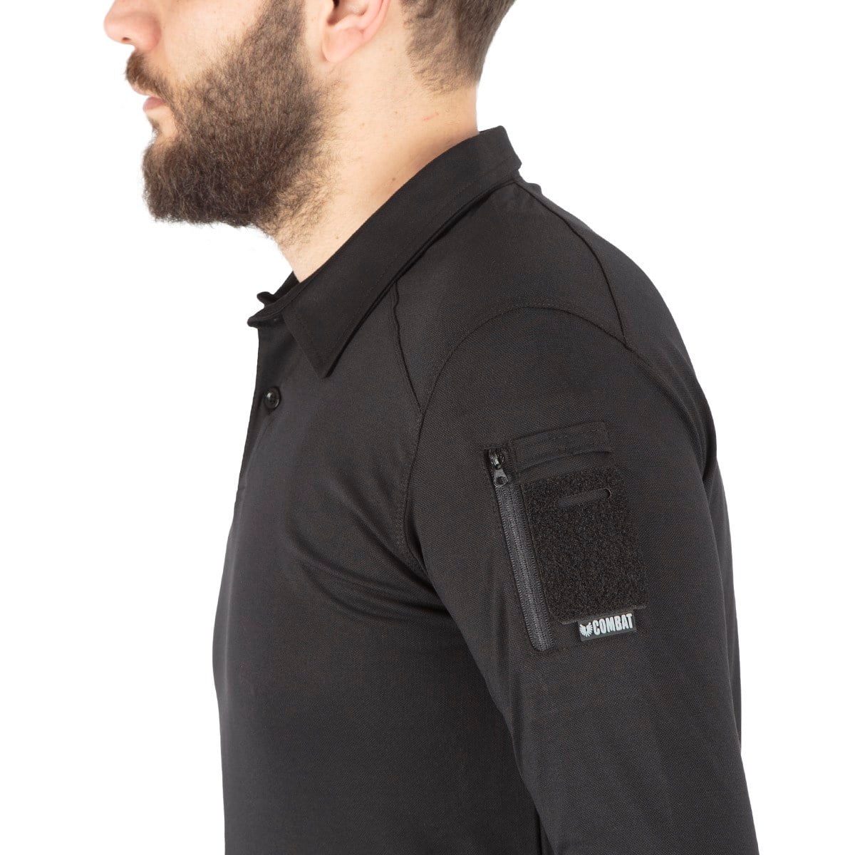 Combat Tactical Polo Yaka Uzun Kollu Taktik Tişört Siyah 802 Pike