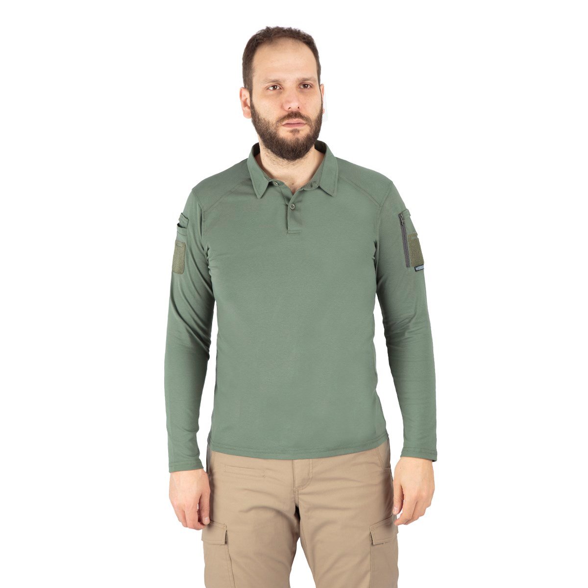 Combat Tactical Polo Yaka Uzun Kollu Taktik Tişört Haki 802 Pike