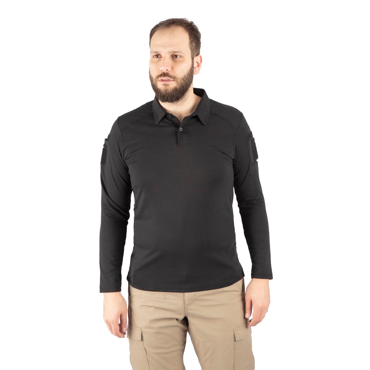 Combat Tactical Polo Yaka Uzun Kollu Taktik Tişört Siyah 802 Pike