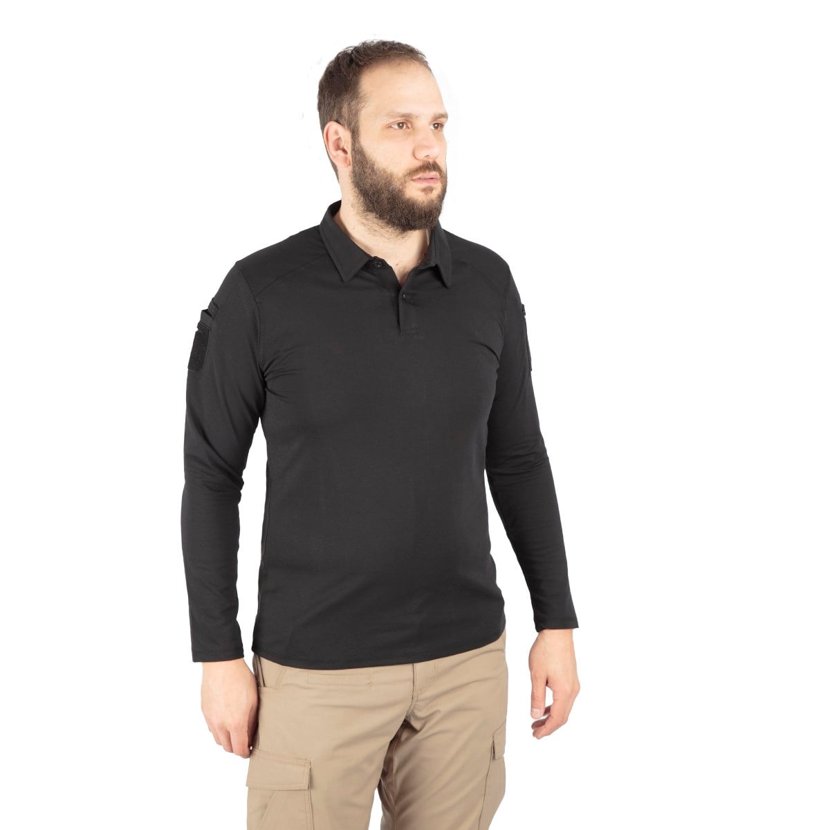Combat Tactical Polo Yaka Uzun Kollu Taktik Tişört Siyah 802 Pike