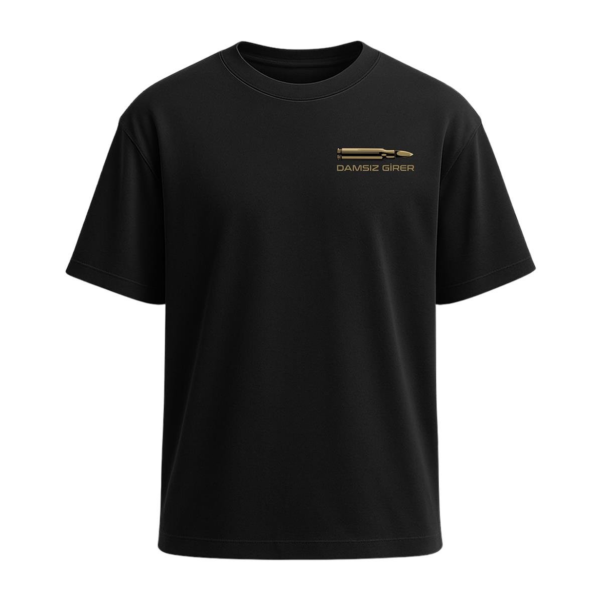 Damsız Girer 7.62mm Baskılı Tişört Siyah