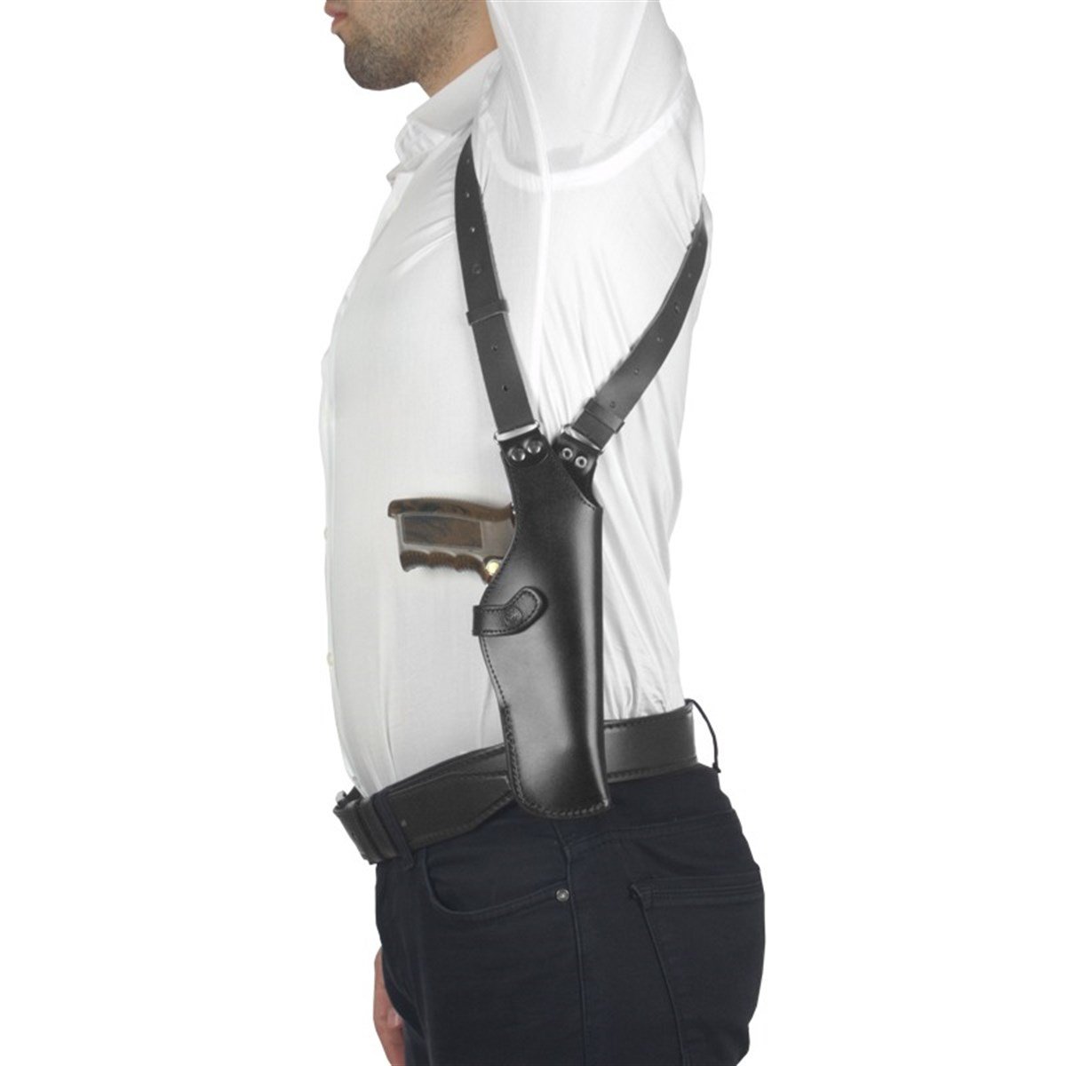 Dik Deri Koltuk Altı Kılıfı Çift Şarjörlüklü Siyah - Universal