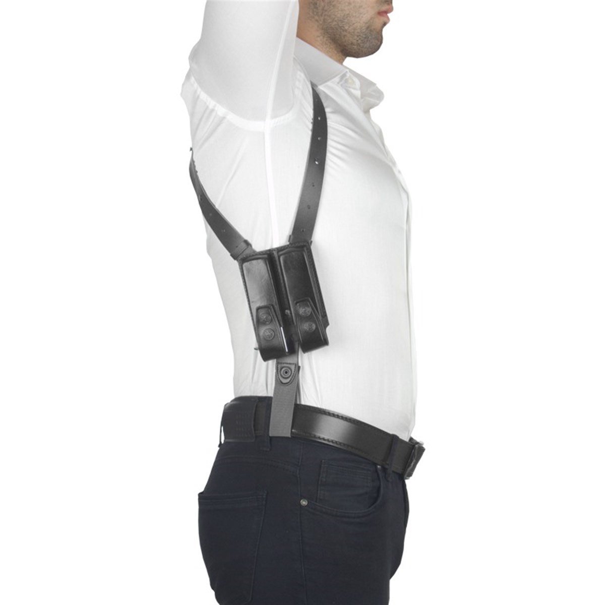 Dik Deri Koltuk Altı Kılıfı Çift Şarjörlüklü Siyah - Universal