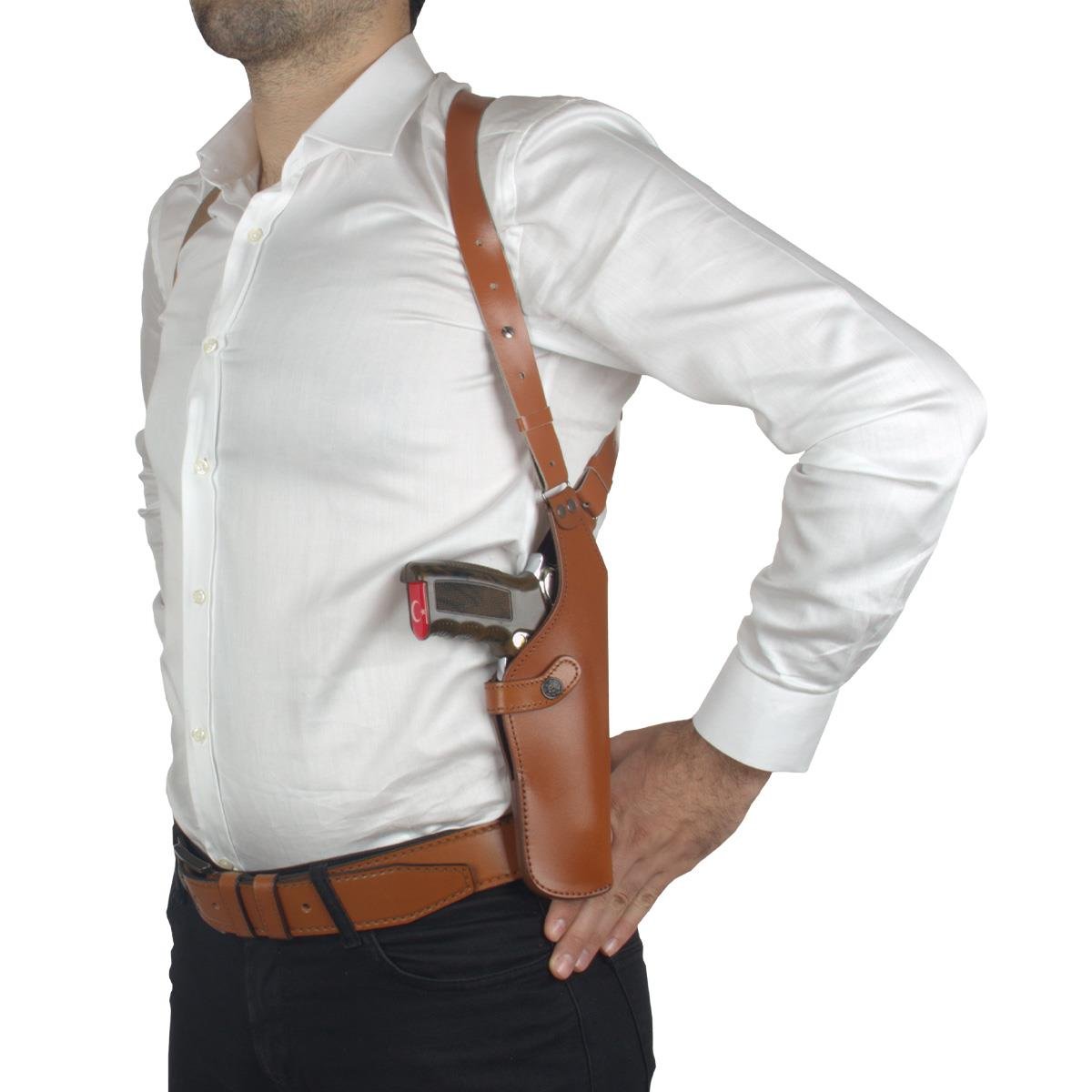 Dik Deri Koltuk Altı Tabanca Kılıfı Taba-Universal