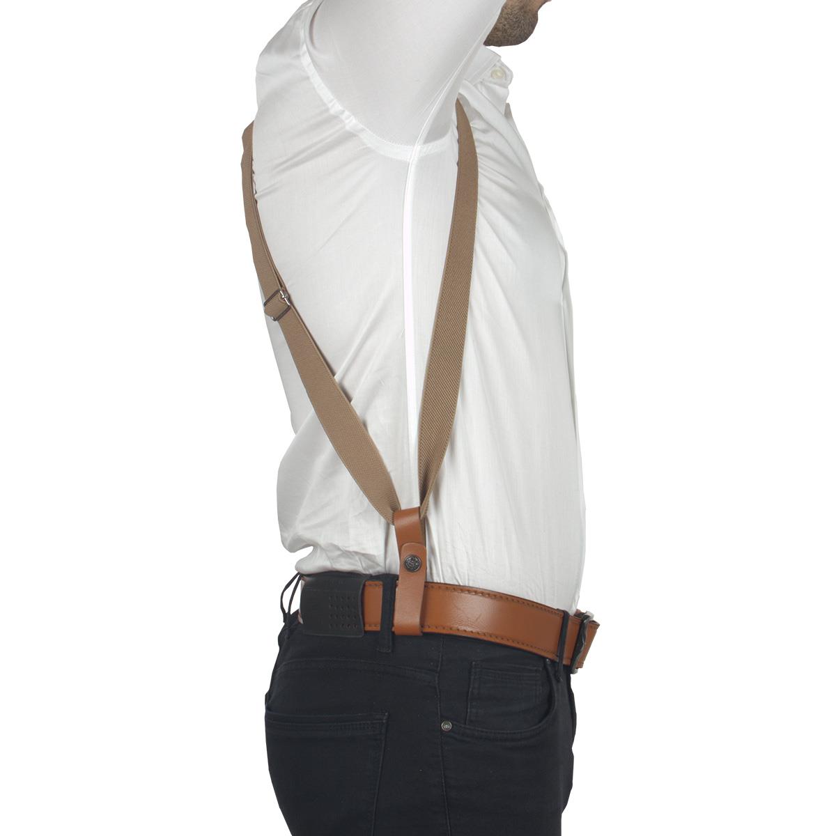 Dik Desenli Deri Koltuk Altı Tabanca Kılıfı Taba-Universal