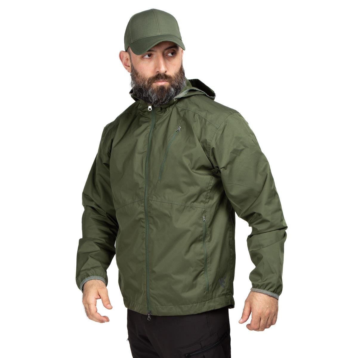 Erkek Kapüşonlu Outdoor Rüzgarlık Haki