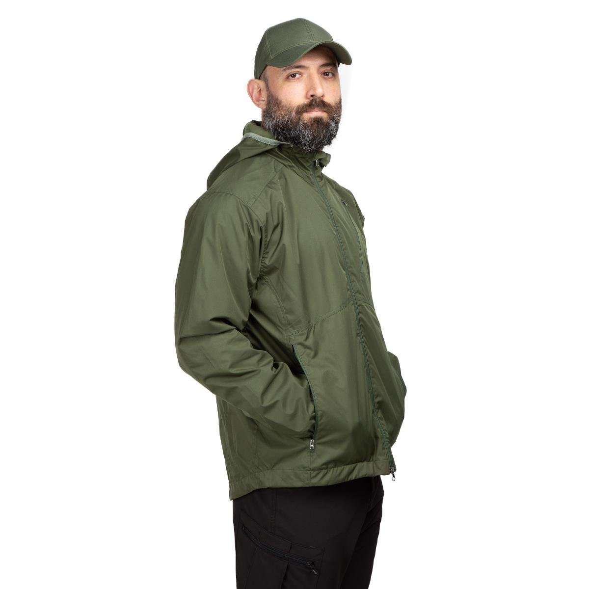 Erkek Kapüşonlu Outdoor Rüzgarlık Haki