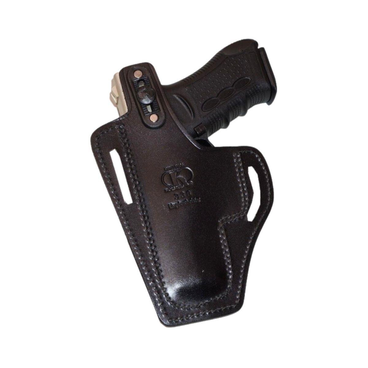 Glock 19 Deri Tabanca Kılıfı Siyah Baskılı Kapalı