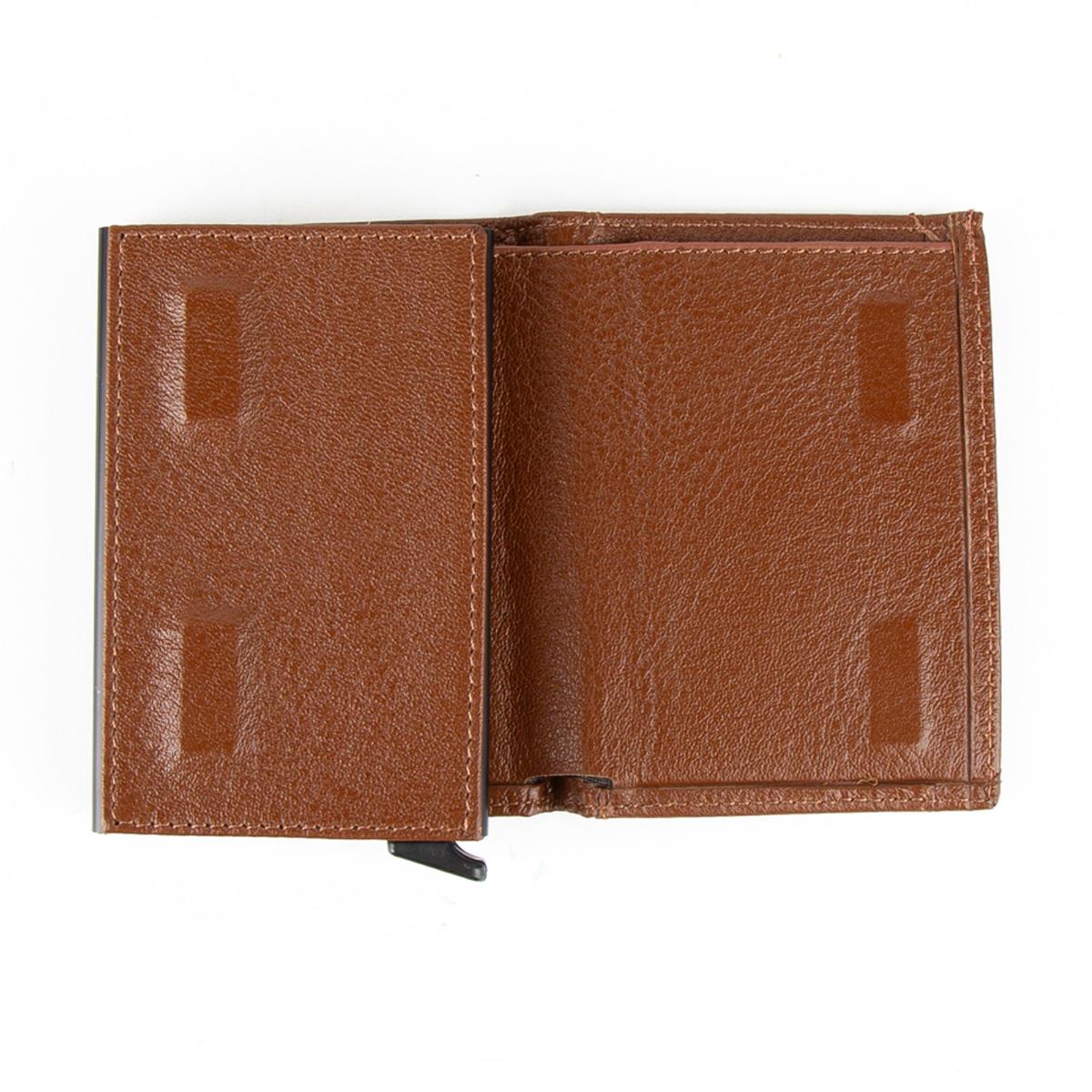 Hakiki Deri Otomatik Mekanizmalı Mini Rozetli Özel Güvenlik Kartlık Taba