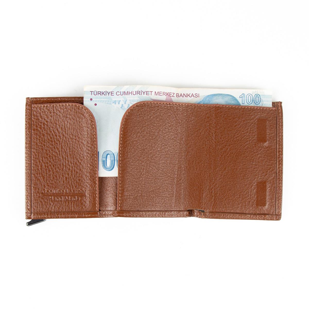 Hakiki Deri Otomatik Mekanizmalı Mini Rozetli Jandarma Genel Komutanlığı Kartlık Taba