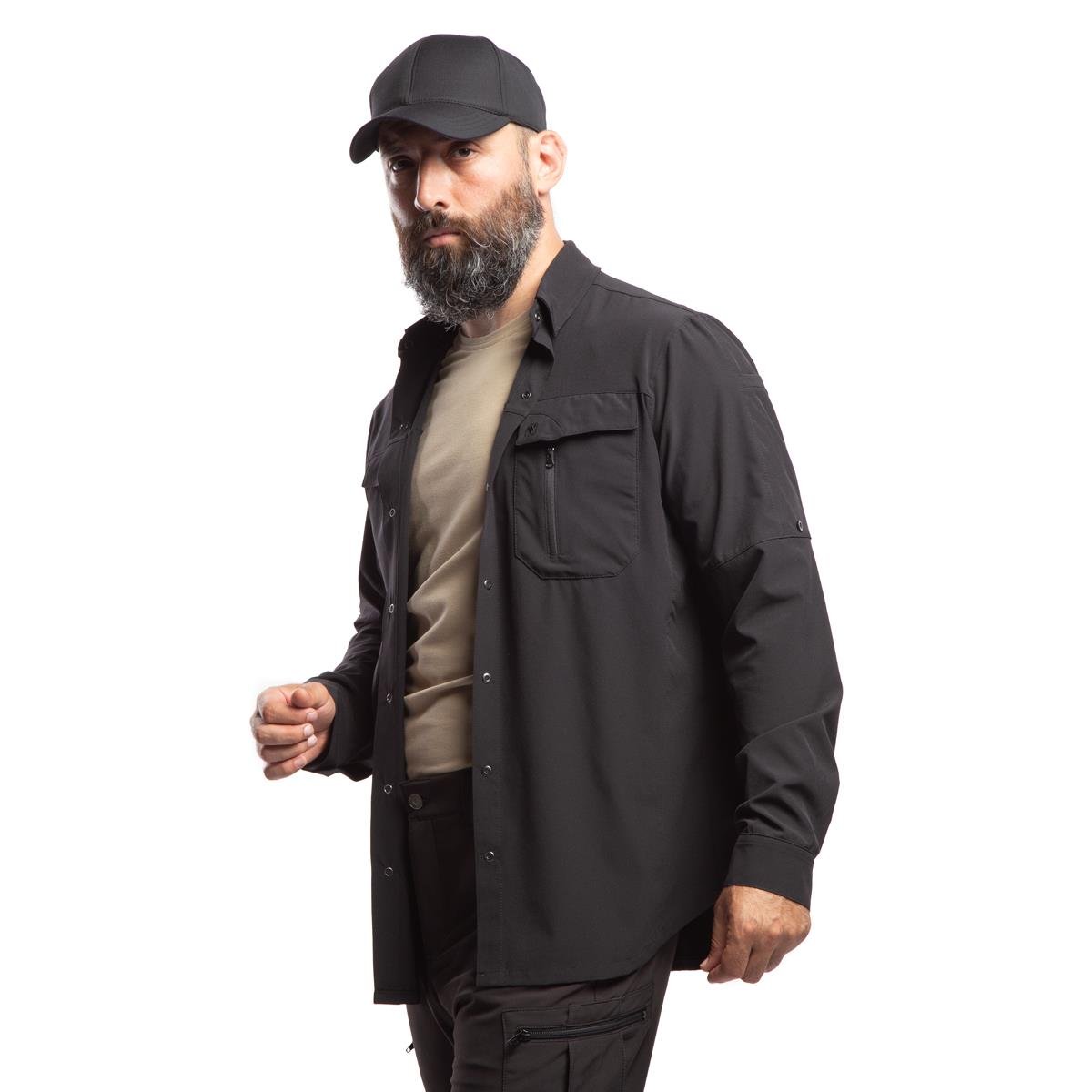 HoverGym Flexible Hafif Taktik Gömlek - Siyah 