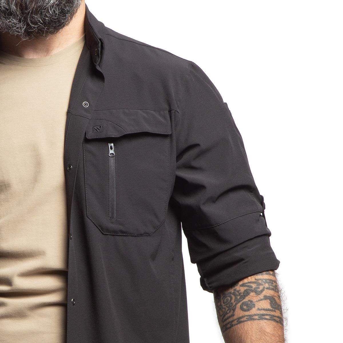 HoverGym Flexible Hafif Taktik Gömlek - Siyah 