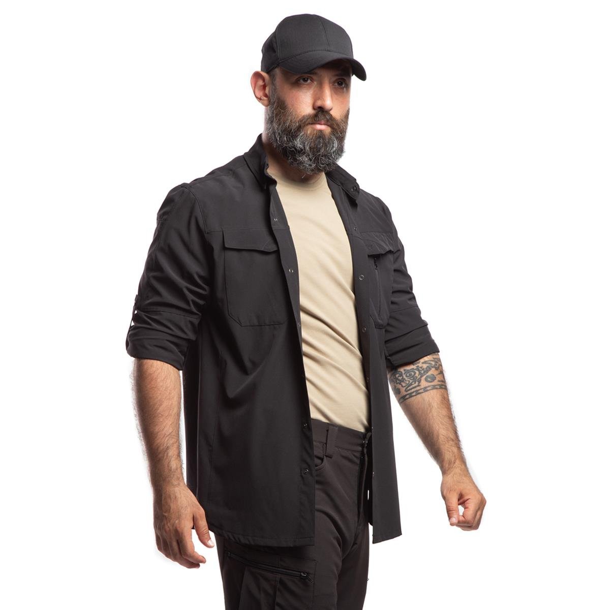 HoverGym Flexible Hafif Taktik Gömlek - Siyah 