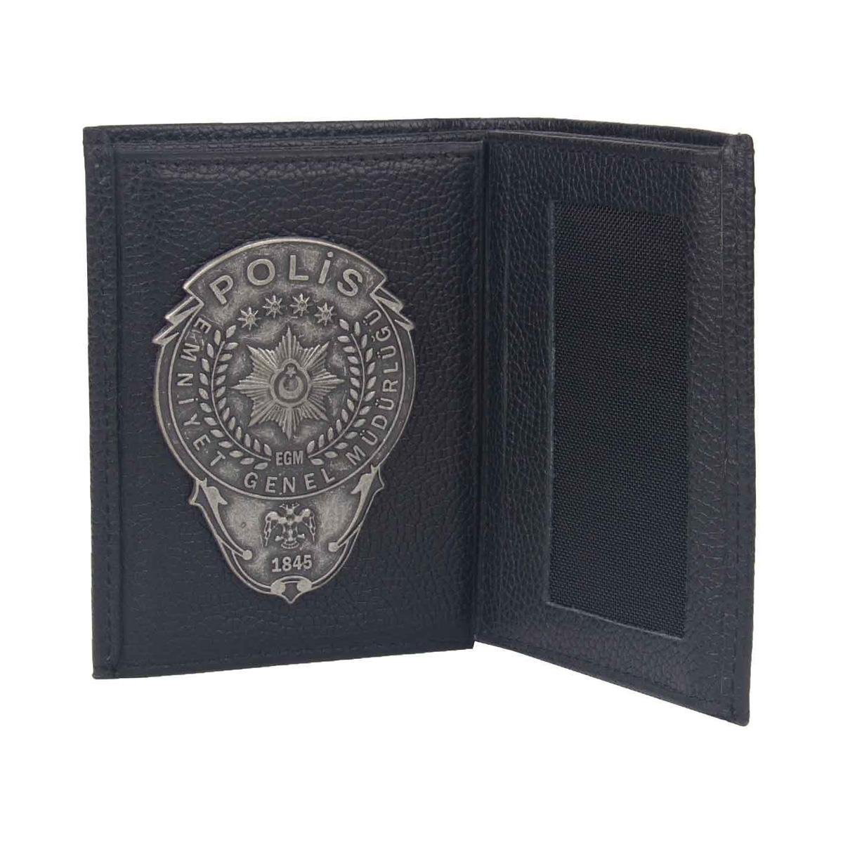 Klasik Karartmalı Polis Rozetli Cüzdan