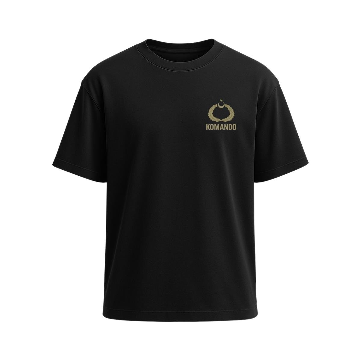 Komando Sırt Baskılı Tişört Siyah
