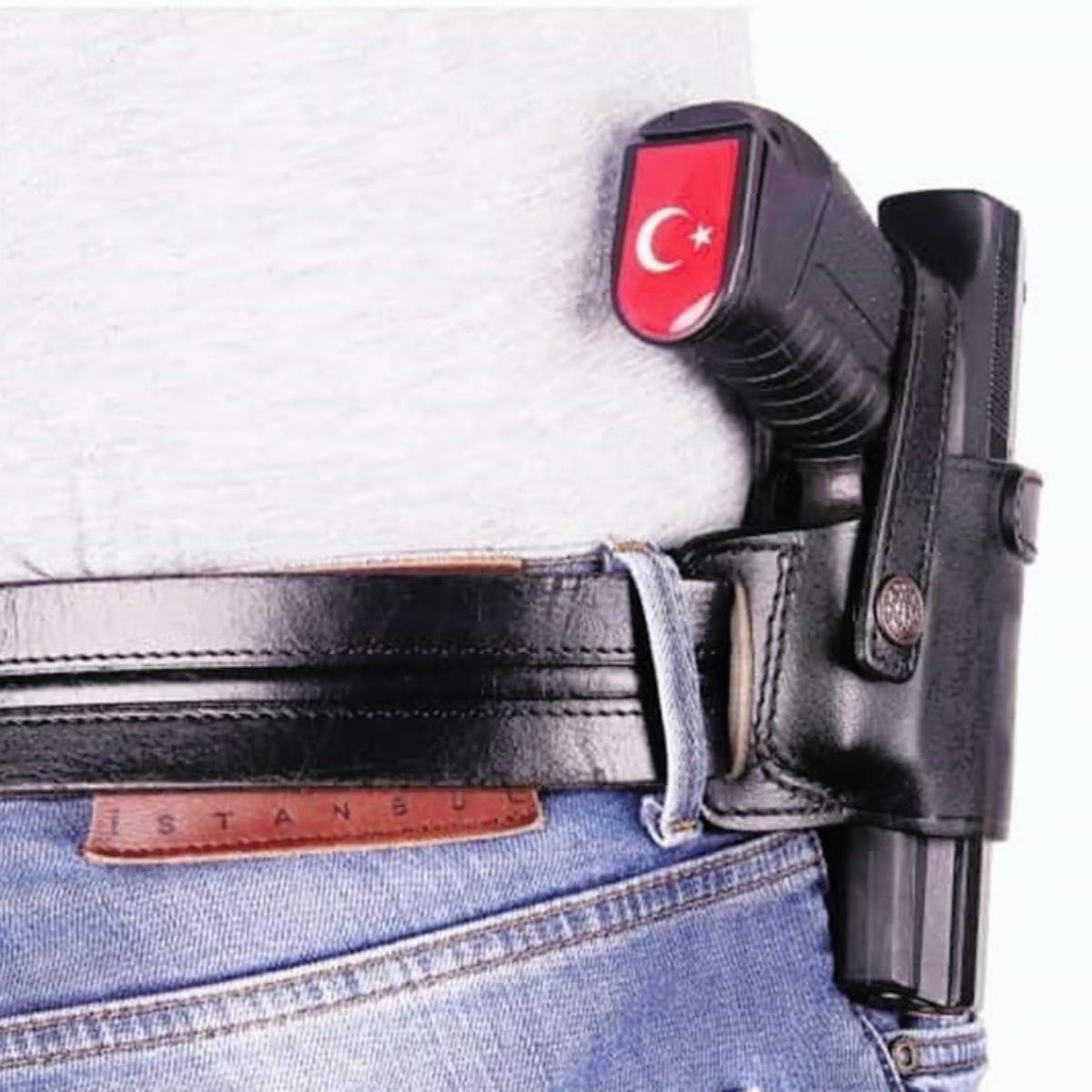 Kurusıkı Tabanca Kılıfı Universal Model Spor Deri Kılıf Siyah