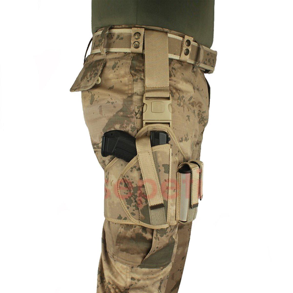 Kurusıkı Tabanca Kılıfı Universal Model Fırtına Bacak Kılıfı Jandarma Kamuflaj