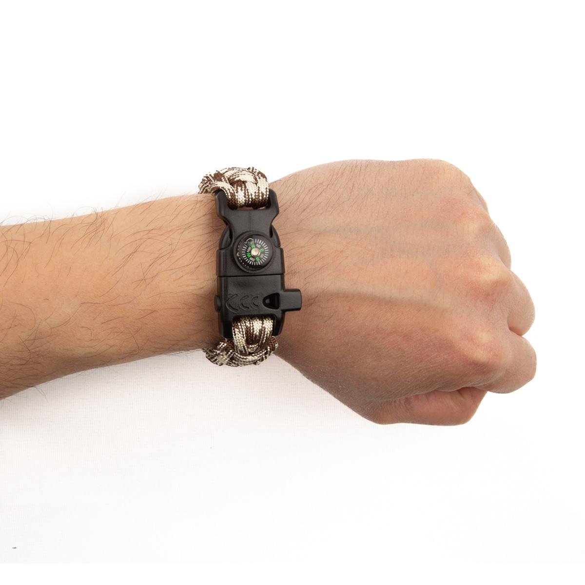 Paracord Hayatta Kalma Bilekliği - Kahve Bej Kamuflaj