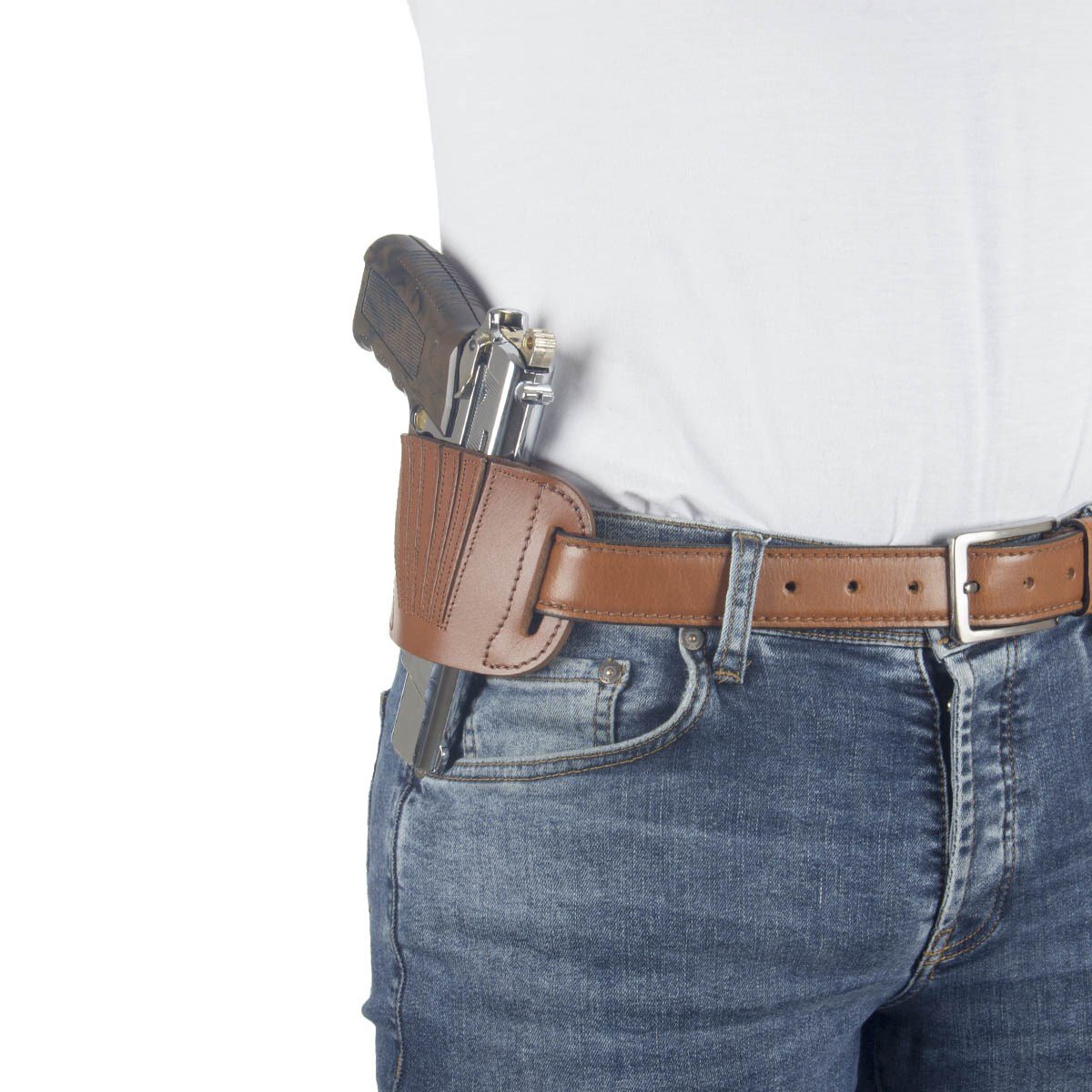 Perdeli Mini Kelebek Deri Silah Kılıfı Kahverengi