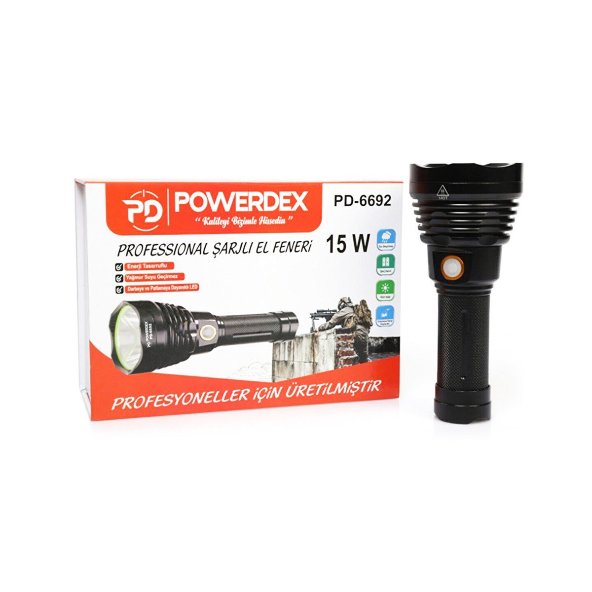 Powerdex Süper Led Profesyonel Şarjlı El Feneri PD-6692